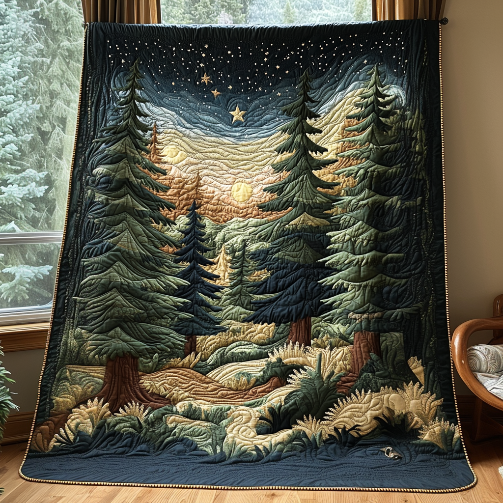 Forest Calm Quilted Blanket Xmas Holiday Gifts For Someone Who Loves Nature - Marykun
