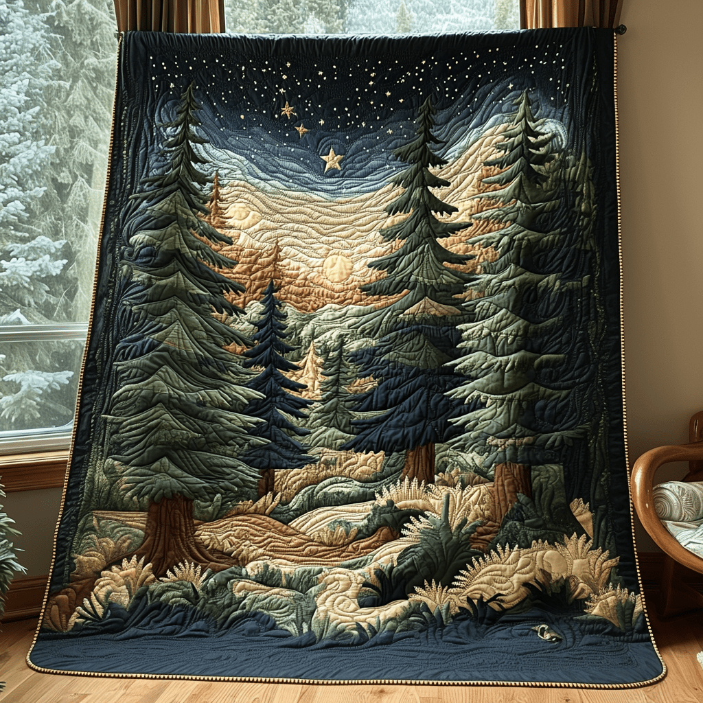 Forest Calm Quilted Blanket Xmas Holiday Gifts For Someone Who Loves Nature - Marykun