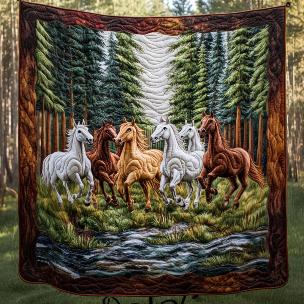 Forest Charge Quilted Blanket Christmas Bedroom Decor Good Gifts For Horse Lovers - Marykun