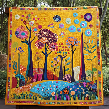 Forest Whimsy Quilted Blanket Cute Throw Blanket Mexican Themed Presents - Marykun
