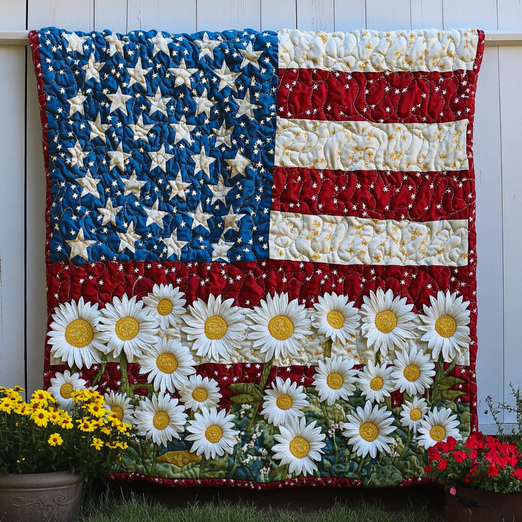 Freedom Blossoms Quilted Blanket Christmas Throw Blanket Patriotic Gifts For Her - Marykun