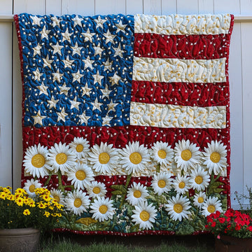 Freedom Blossoms Quilted Blanket Christmas Throw Blanket Patriotic Gifts For Her - Marykun