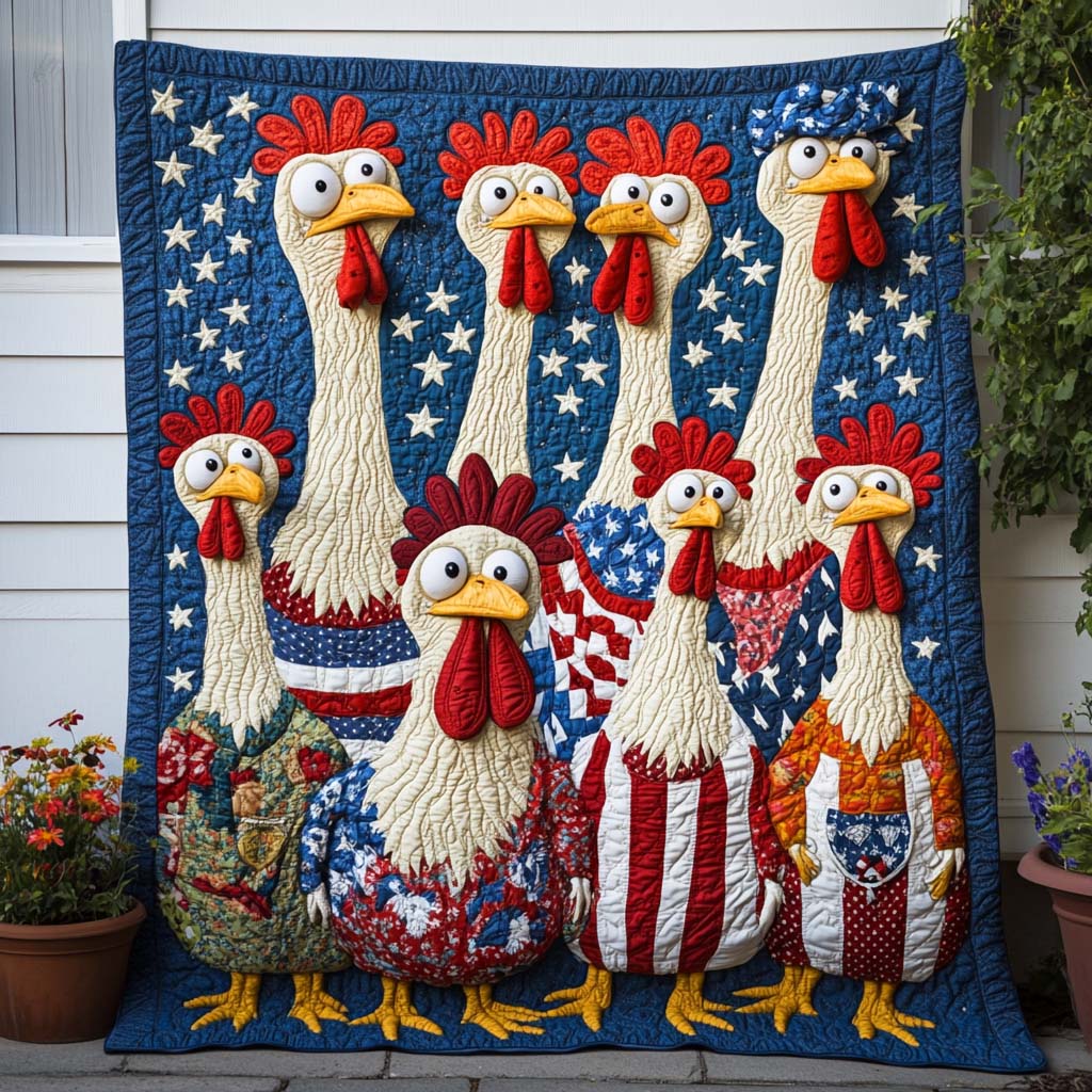 Freedom Rooster Crew Quilted Blanket Best Couch Throw Blanket Patriotic Christmas Gifts - Marykun