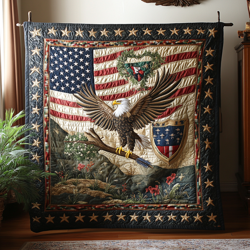 Freedom Soars Quilted Blanket Cool Throw Blanket Best Christian Christmas Gifts - Marykun