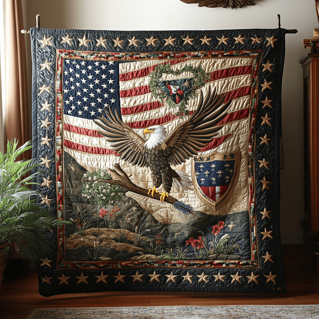 Freedom Soars Quilted Blanket Cool Throw Blanket Best Christian Christmas Gifts - Marykun