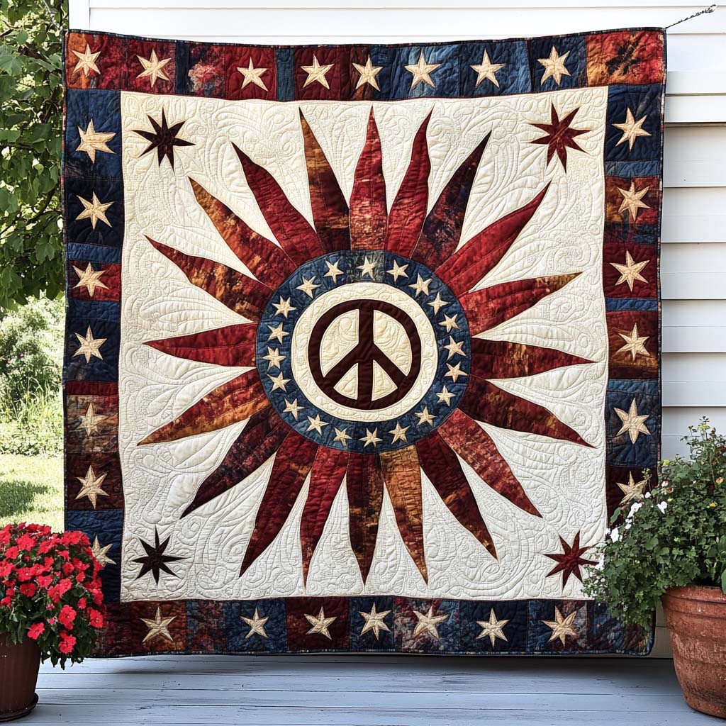 Freedom Sunburst Quilted Blanket Best Couch Throw Blanket Hippie Gifts For Women - Marykun