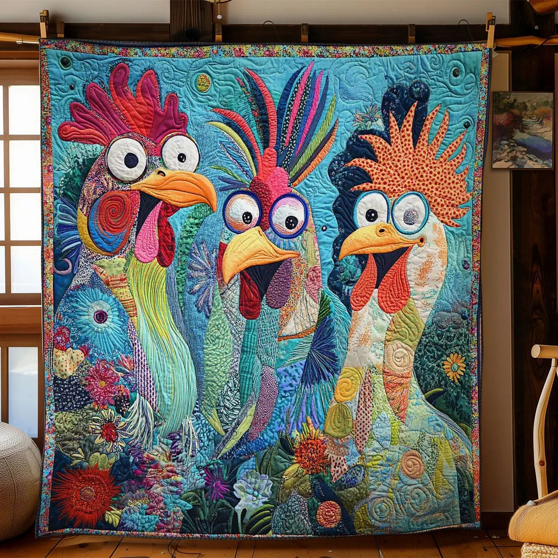 Funky Chicken Quilt Warm and Stylish Quilt Blanket for Winter Nights - Marykun