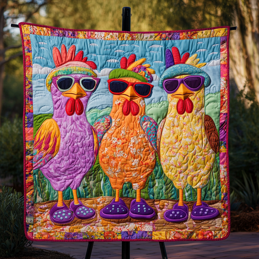 Funky Fowls Quilted Blanket Best Throw Blanket Chicken Gifts For Humans - Marykun