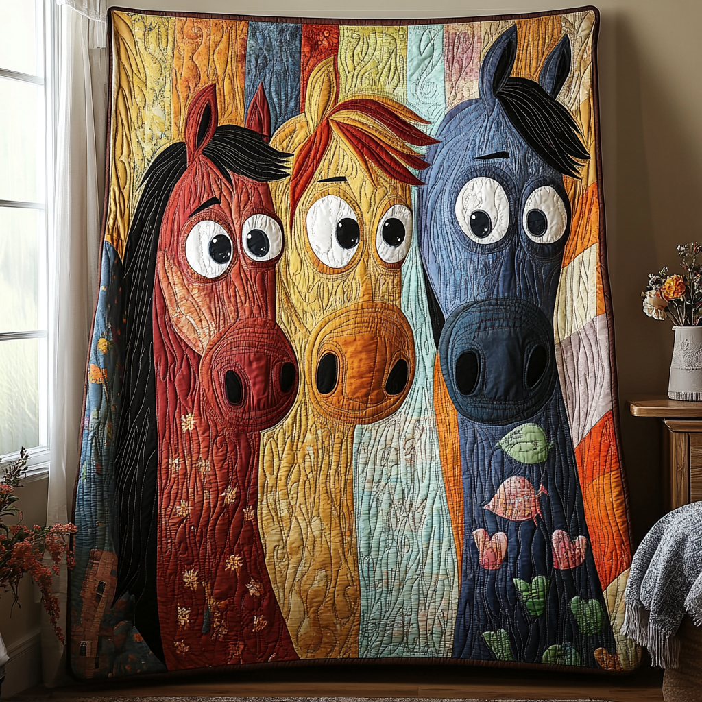 Funny Horse Design Quilted Blanket Christmas Holiday Gifts For Teenage Horse Lovers - Marykun