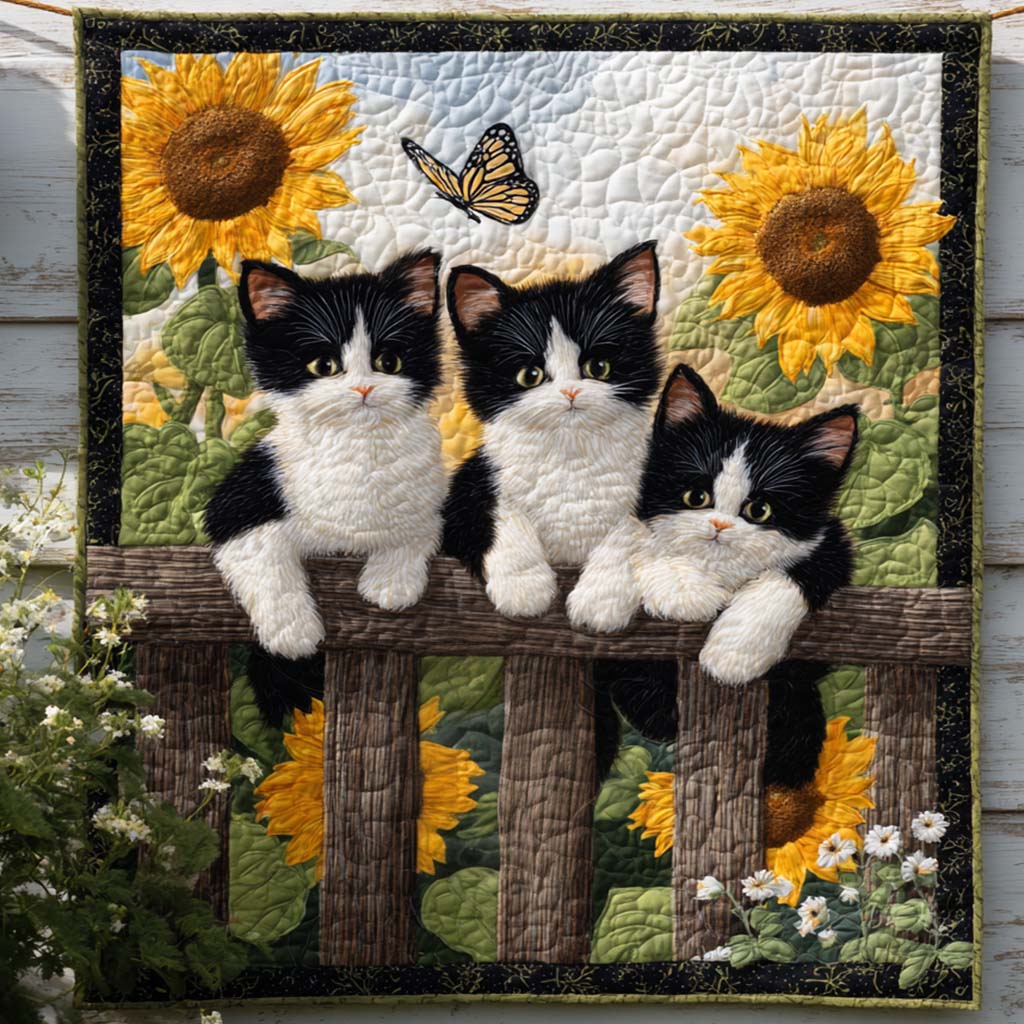 Garden Cat Quilted Blanket Best Throw Blanket Unique Gnome Gifts - Marykun