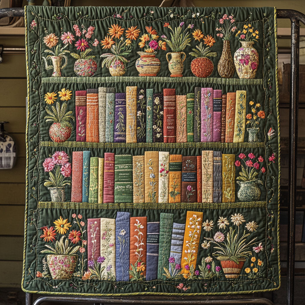 Garden of Books Quilted Blanket Cute Throw Blanket Book Lovers Gifts For Boyfriend - Marykun