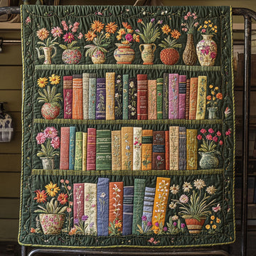 Garden of Books Quilted Blanket Cute Throw Blanket Book Lovers Gifts For Boyfriend - Marykun