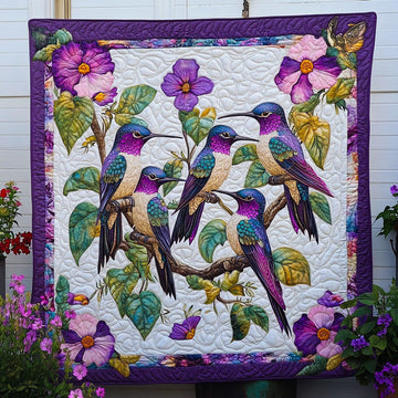 Garden Whirl Quilted Blanket Christmas Throw Blanket Hummingbird Themed Gift Items - Marykun