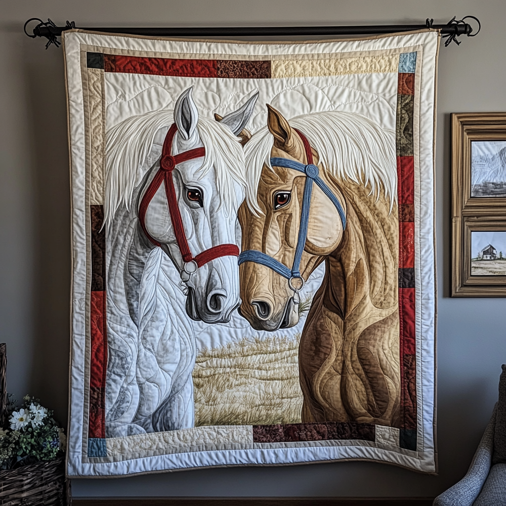 Gentle Horse Quilted Blanket Bedroom Xmas Decor Christmas Gifts For A Deer Hunter - Marykun