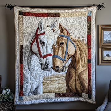 Gentle Horse Quilted Blanket Bedroom Xmas Decor Christmas Gifts For A Deer Hunter - Marykun