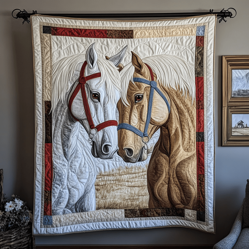 Gentle Horse Quilted Blanket Bedroom Xmas Decor Christmas Gifts For A Deer Hunter - Marykun
