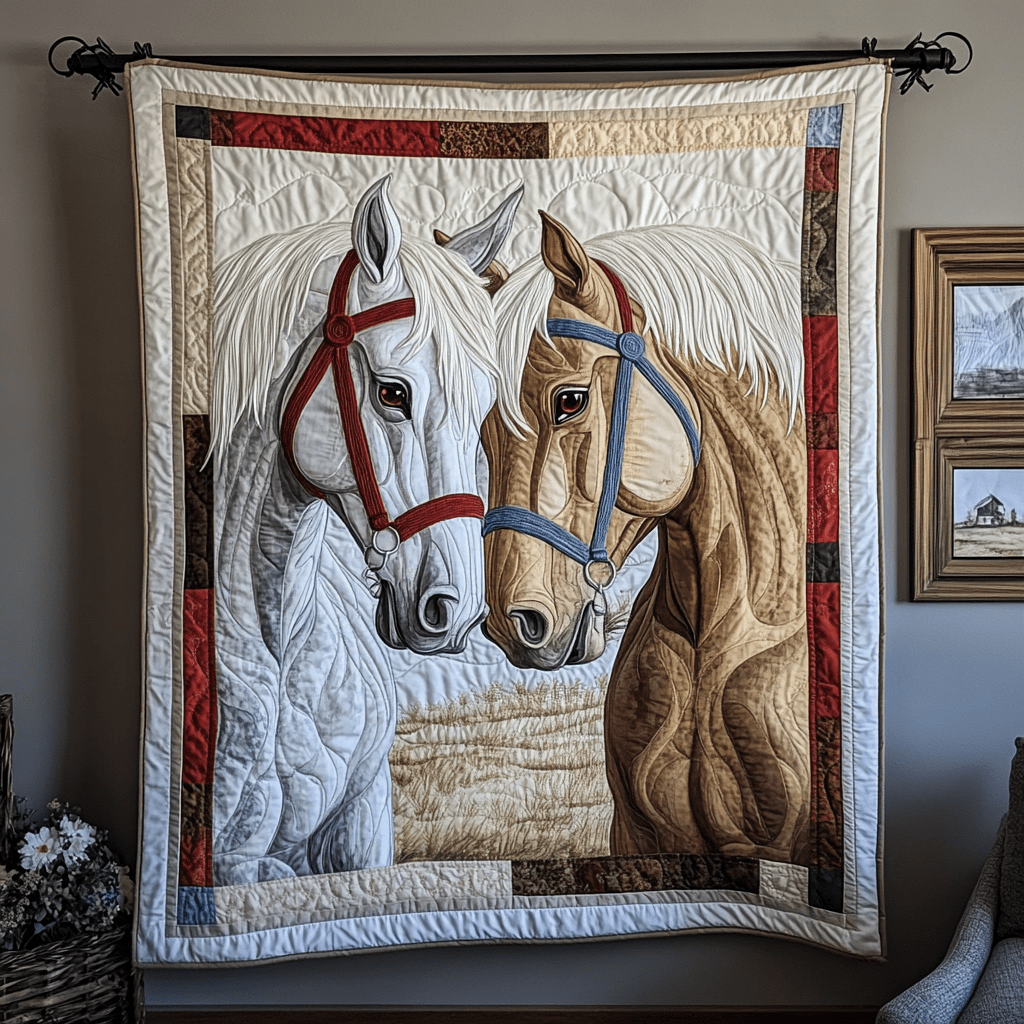 Gentle Horse Quilted Blanket Bedroom Xmas Decor Christmas Gifts For A Deer Hunter - Marykun