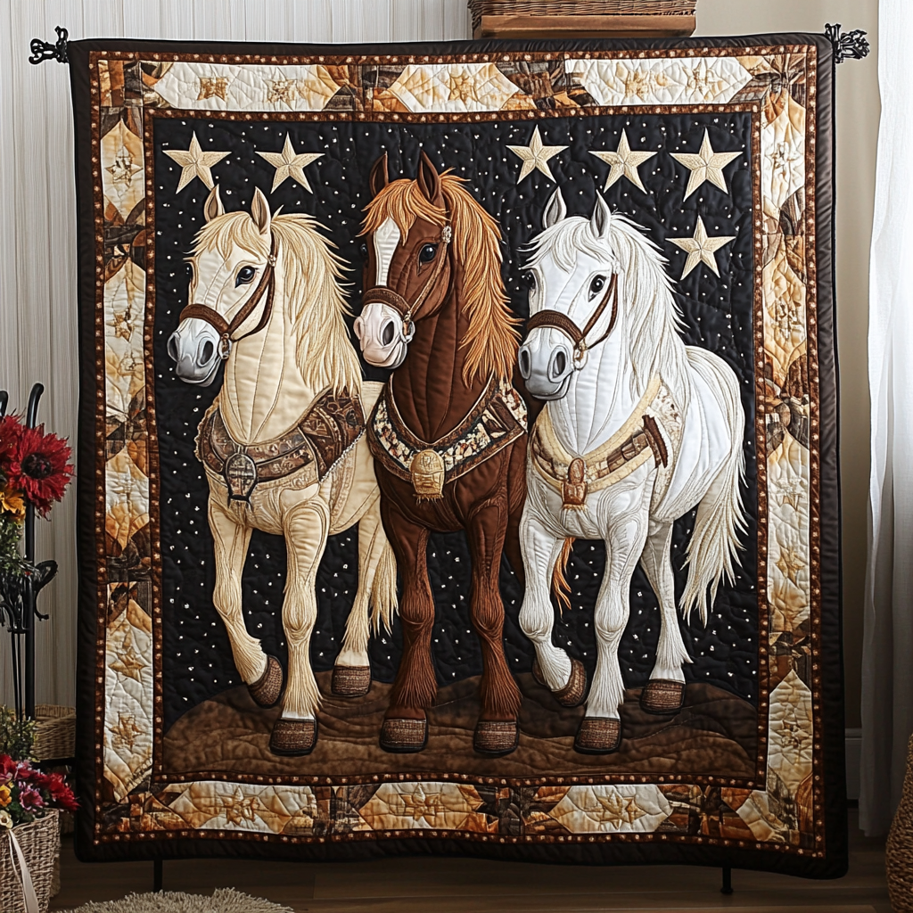 Gentle Horse Quilted Blanket Xmas Holiday Useful Gifts For Horse Owners - Marykun