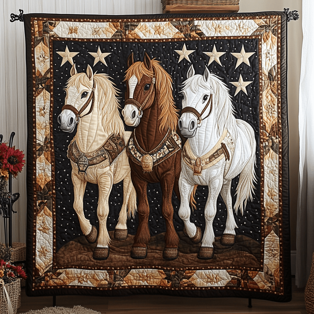 Gentle Horse Quilted Blanket Xmas Holiday Useful Gifts For Horse Owners - Marykun