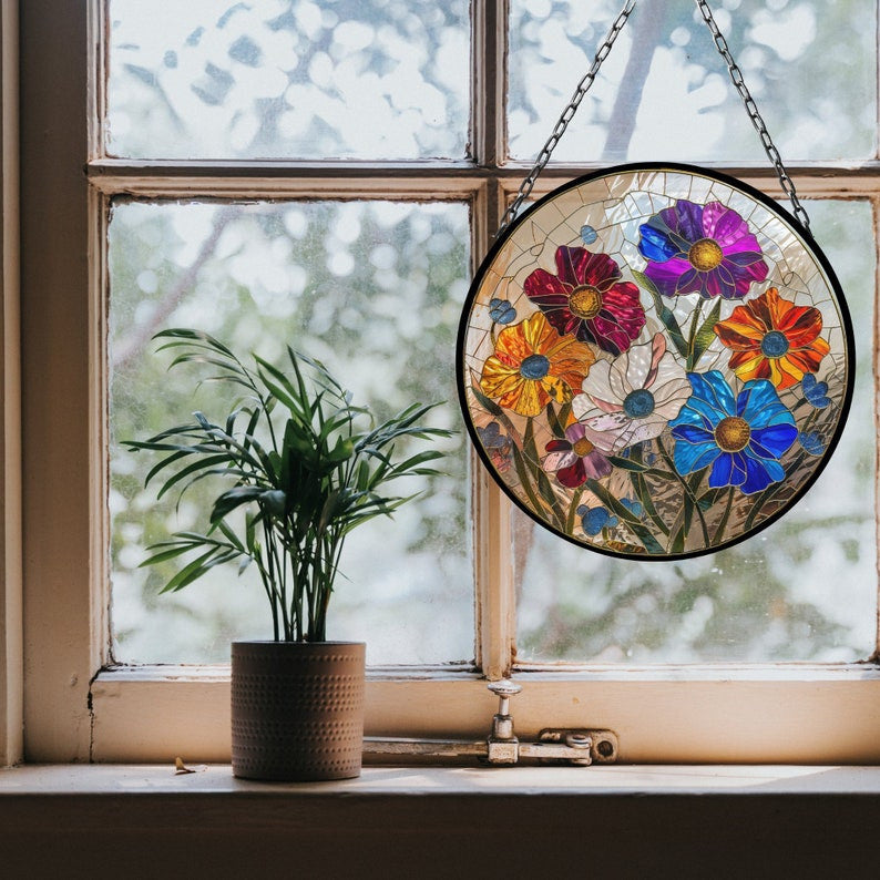 Cosmos October Lovely Birth Month Suncatcher for Mothers Day Birthday Gift for Her Mom Wife Mother Grandmother
