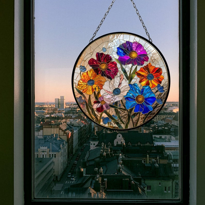 Cosmos October Lovely Birth Month Suncatcher for Mothers Day Birthday Gift for Her Mom Wife Mother Grandmother
