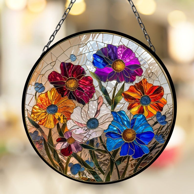 Cosmos October Lovely Birth Month Suncatcher for Mothers Day Birthday Gift for Her Mom Wife Mother Grandmother