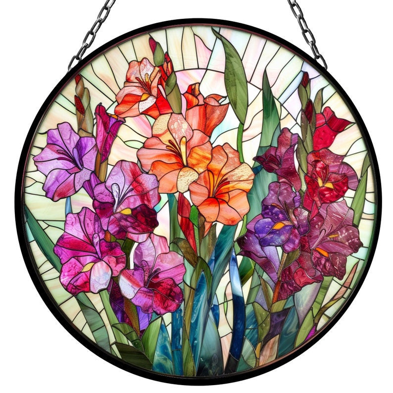 Gladiolus August Lovely Birth Month Suncatcher for Mothers Day Birthday Gift for Her Mom Wife Mother Grandmother