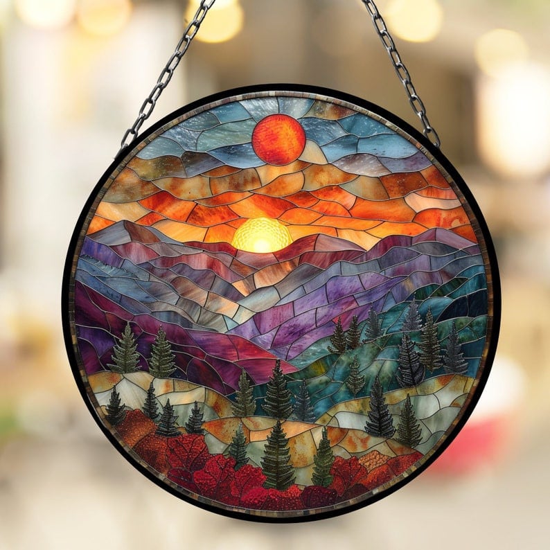 Mountain Range Suncatcher for Window Decor Gift for Mothers Day Birthday Gift for Her Mom Mother Grandmother Daughter Son