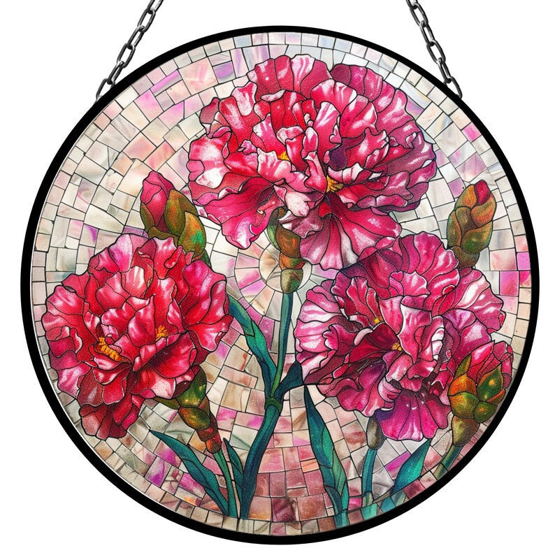 Carnation January Lovely Birth Month Suncatcher for Mothers Day Birthday Gift for Her Mom Wife Mother Grandmother