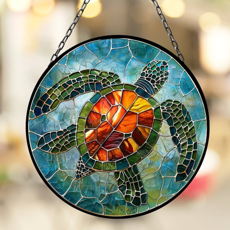 Seat Turtle Suncatcher for Window Decor Gift for Mothers Day Birthday Gift for Her Mom Mother Grandmother Daughter Son