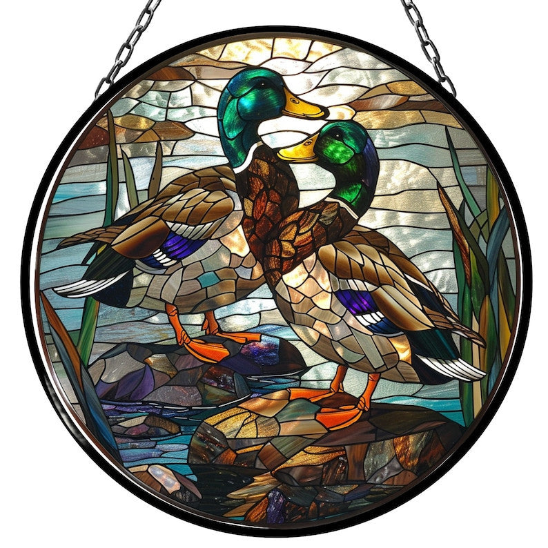 Mallard Ducks Suncatcher for Window Decor Gift for Mothers Day Birthday Gift for Her Mom Mother Grandmother Daughter Son