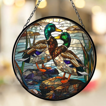 Mallard Ducks Suncatcher for Window Decor Gift for Mothers Day Birthday Gift for Her Mom Mother Grandmother Daughter Son