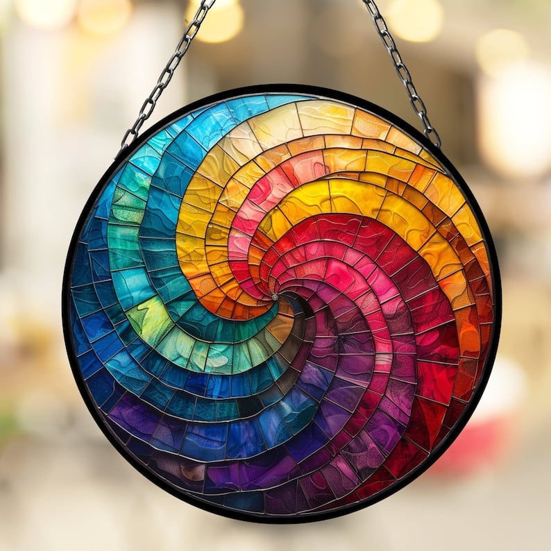 Concentric Circles Suncatcher for Window Decor Gift for Mothers Day Birthday Gift for Her Mom Mother Grandmother Daughter Son