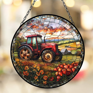 Tractor and Farm Suncatcher for Window Decor Gift for Mothers Day Birthday Gift for Her Mom Mother Grandmother Daughter Son
