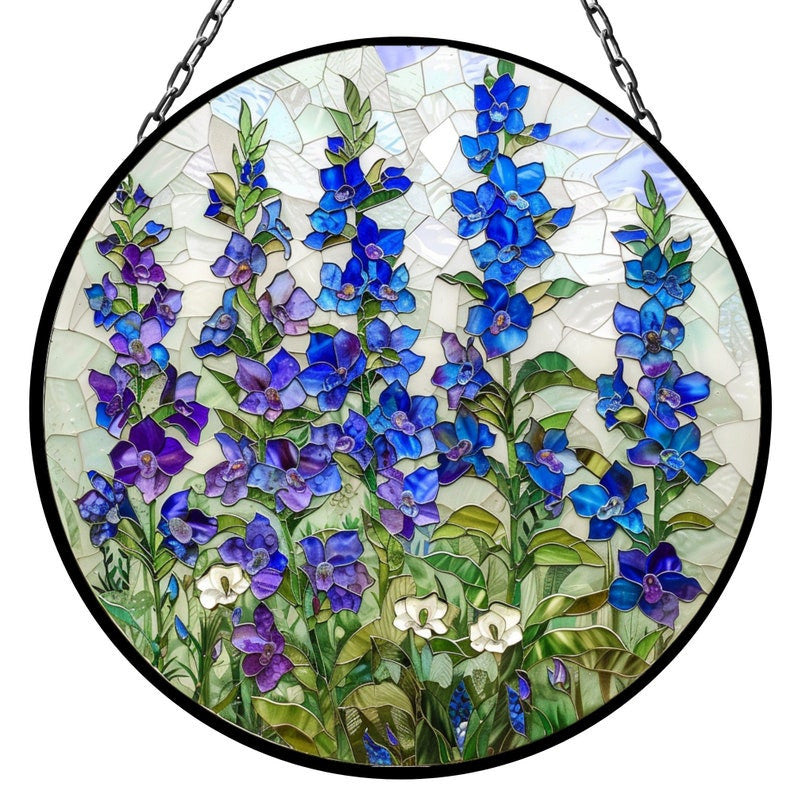 Larkspur July Artful Birth Month Suncatcher for Mothers Day Birthday Gift for Her Mom Wife Mother Grandmother
