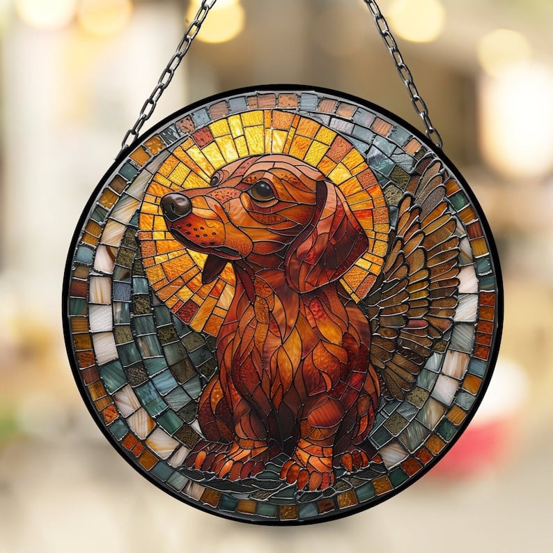 Dachshund Angel Suncatcher Window Decor Artful Gift for Mothers Day Birthday Gift for Her Mom Daughter Son Christmas