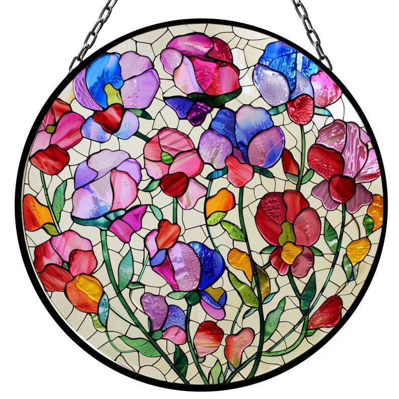 Sweet Pea April Vibrant Birth Month Suncatcher for Mothers Day Birthday Gift for Her Mom Wife Mother Grandmother