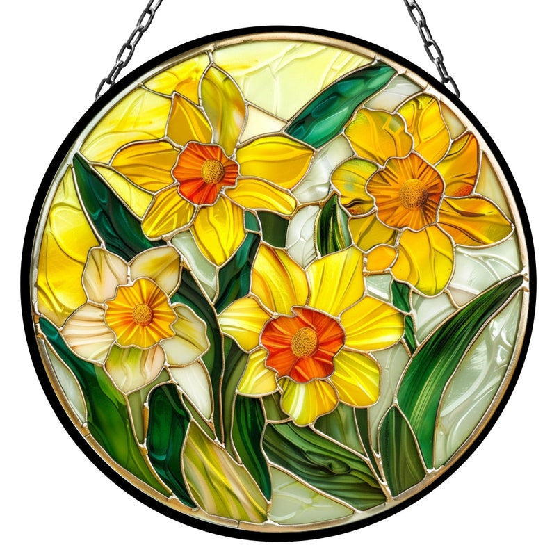 Daffodil March Vibrant Birth Month Suncatcher for Mothers Day Birthday Gift for Her Mom Wife Mother Grandmother