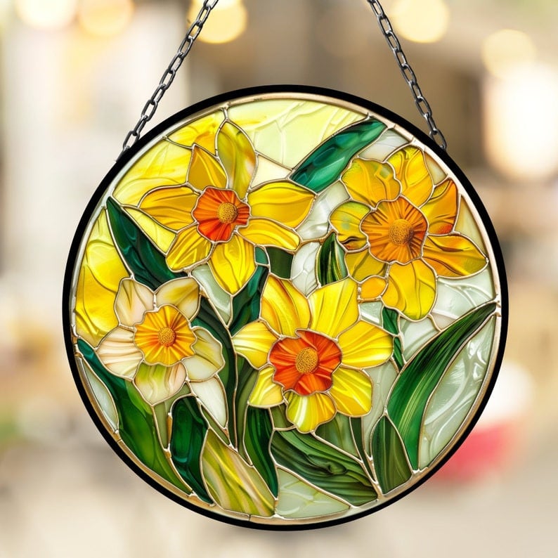 Daffodil March Vibrant Birth Month Suncatcher for Mothers Day Birthday Gift for Her Mom Wife Mother Grandmother