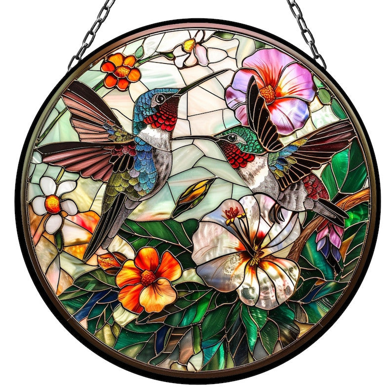 Humming Bird Flowers Suncatcher for Window Decor Gift for Mothers Day Birthday Gift for Her Mom Mother Grandmother Daughter Son
