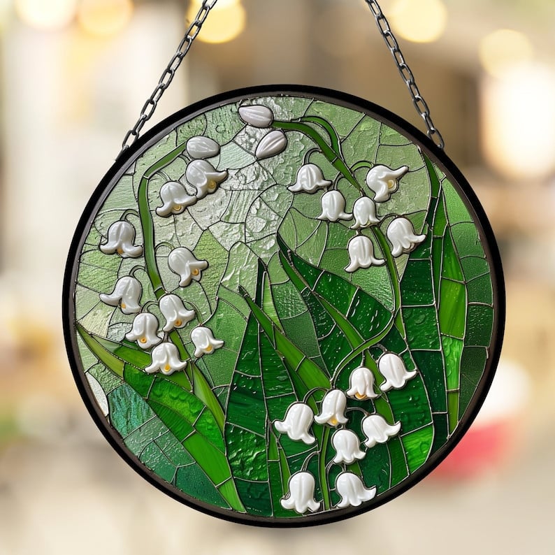 Lily of the Valley May Lovely Birth Month Suncatcher for Mothers Day Birthday Gift for Her Mom Wife Mother Grandmother