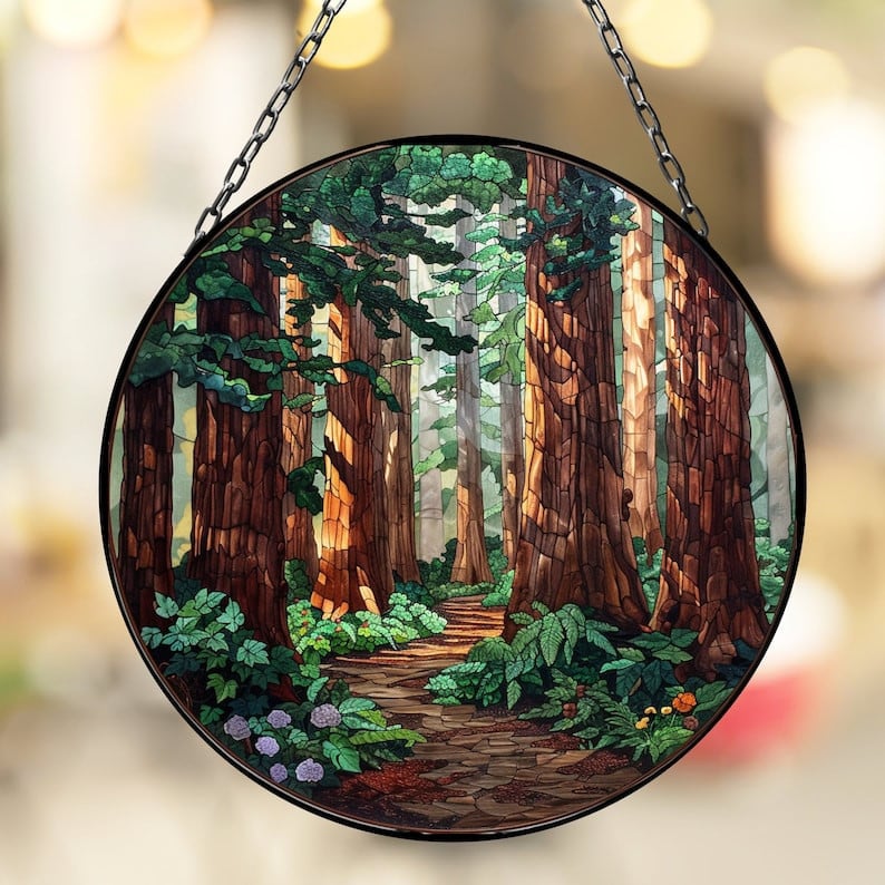 Redwood Forest Suncatcher for Window Decor Gift for Mothers Day Birthday Gift for Her Mom Mother Grandmother Daughter Son