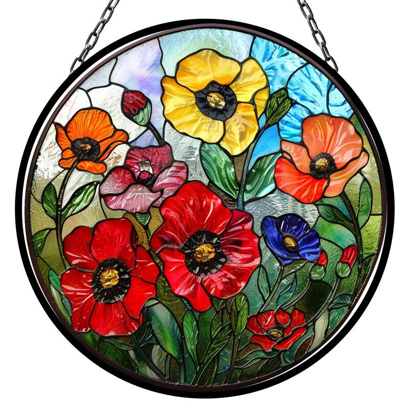 Poppy August Beautiful Birth Month Suncatcher for Mothers Day Birthday Gift for Her Mom Wife Mother Grandmother
