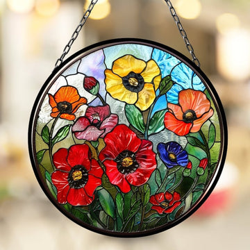 Poppy August Beautiful Birth Month Suncatcher for Mothers Day Birthday Gift for Her Mom Wife Mother Grandmother