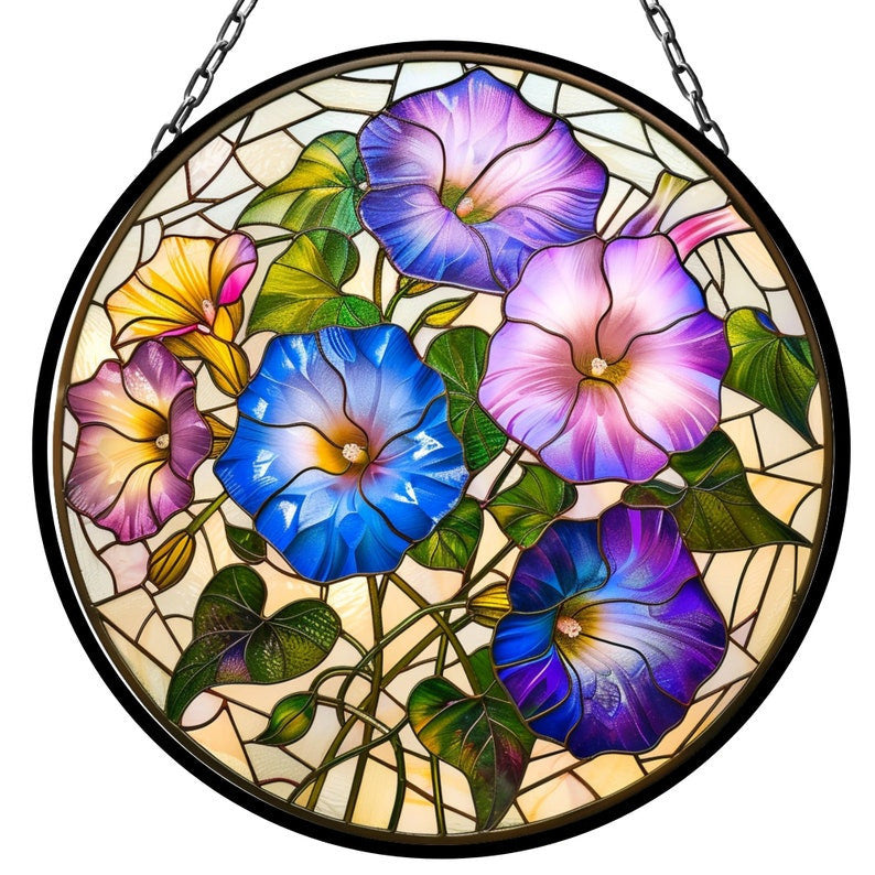 Morning Glory September Vibrant Birth Month Suncatcher for Mothers Day Birthday Gift for Her Mom Wife Mother Grandmother