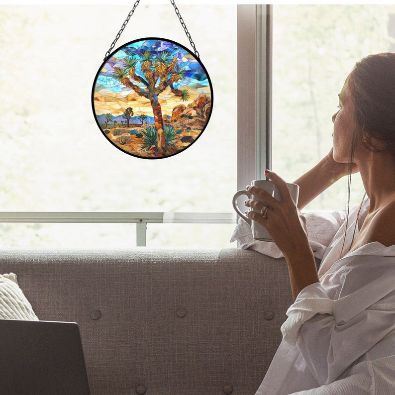 Joshua Tree Suncatcher for Window Decor Gift for Mothers Day Birthday Gift for Her Mom Mother Grandmother Daughter Son