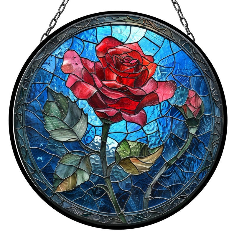 Beauty and the Beast Rose Suncatcher for Window Decor Gift for Mothers Day Birthday Gift for Her Mom Mother Grandmother Daughter Son
