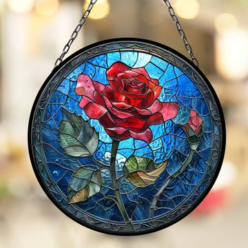 Beauty and the Beast Rose Suncatcher for Window Decor Gift for Mothers Day Birthday Gift for Her Mom Mother Grandmother Daughter Son