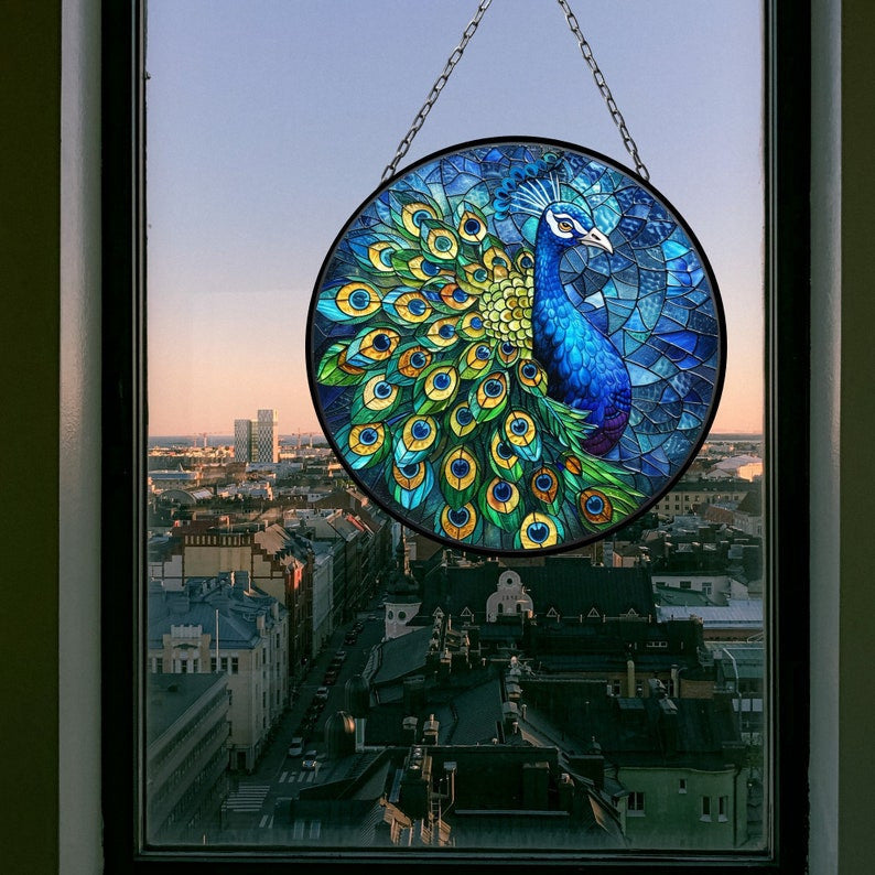 Peacock Suncatcher Window Decor Artful Gift for Mothers Day Birthday Gift for Her Mom Daughter Son Christmas
