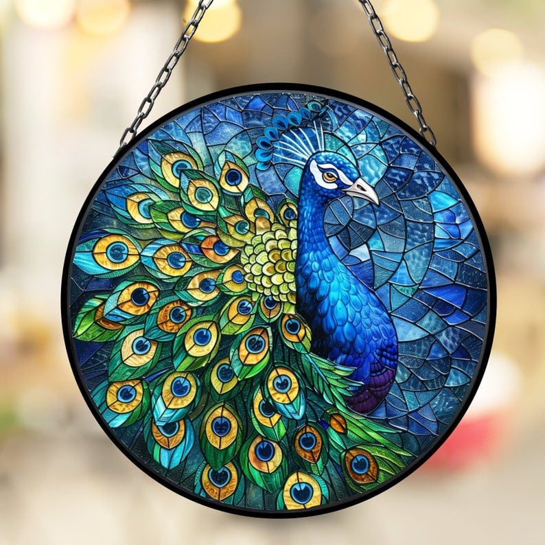 Peacock Suncatcher Window Decor Artful Gift for Mothers Day Birthday Gift for Her Mom Daughter Son Christmas